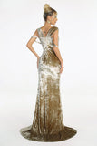 kamames Lana Champagne Velvet Maxi Dress