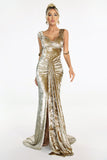 kamames Lana Champagne Velvet Maxi Dress