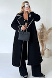 kamames Lapel Lacework Open Front Long Coat