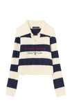 kamames Lapel Striped Patchwork Knitted Sweater