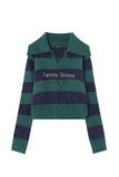 kamames Lapel Striped Patchwork Knitted Sweater