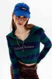 kamames Lapel Striped Patchwork Knitted Sweater