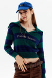 kamames Lapel Striped Patchwork Knitted Sweater