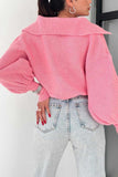 kamames Lapel V Neck Puff Sleeve Sweater