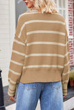 kamames Lapel V-neck Striped Sweater