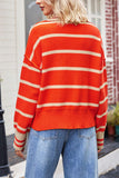 kamames Lapel V-neck Striped Sweater