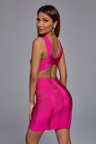 kamames Laurel Deep V-neck Cocktail Dress - Hot Pink