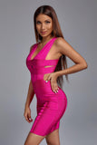 kamames Laurel Deep V-neck Cocktail Dress - Hot Pink