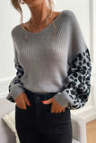 kamames Leopard Print Patchwork Pullover Sweater