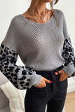 kamames Leopard Print Patchwork Pullover Sweater