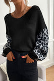 kamames Leopard Print Patchwork Pullover Sweater