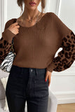 kamames Leopard Print Patchwork Pullover Sweater