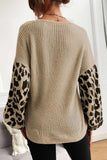 kamames Leopard Print Patchwork Pullover Sweater