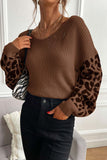 kamames Leopard Print Patchwork Pullover Sweater