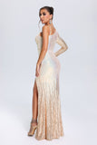 kamames Lyla One-Sleeve Sequin Maxi Dress