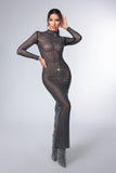 kamames Megan White Diamante Cutout Mesh Dress