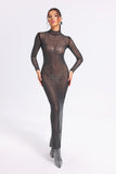 kamames Megan White Diamante Cutout Mesh Dress