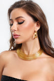 kamames Mercedes Golden Earrings Necklace Set