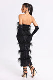 kamames Meredith Feather Tube Maxi Dress