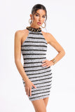 kamames Muriel Black And White Crossneck  Dress