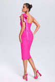 kamames Nanci One Shoulder Midi Bandage Dress - Pink