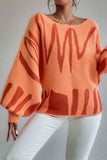 kamames Geometric Lantern Sleeve Knitted Sweater