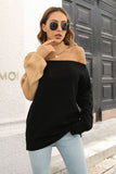kamames Off Shoulder Contrast Color Sweater