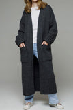 kamames Open Front Pocketed Long Cardigan