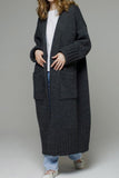 kamames Open Front Pocketed Long Cardigan