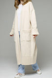 kamames Open Front Pocketed Long Cardigan