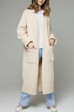 kamames Open Front Pocketed Long Cardigan