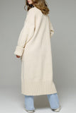 kamames Open Front Pocketed Long Cardigan