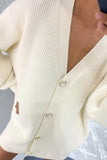 kamames Pearl Button Puff Sleeve Cardigan