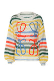 kamames Rainbow Contrast Crochet Sweater