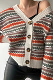 kamames Retro Contrast Knit Cardigan