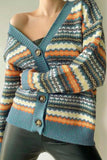 kamames Retro Contrast Knit Cardigan