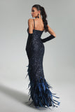 kamames Sarah Sequin Feather Maxi Dress