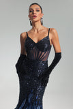 kamames Sarah Sequin Feather Maxi Dress