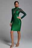 kamames Shimmer Long Sleeve Bandage Dress In Green