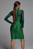 kamames Shimmer Long Sleeve Bandage Dress In Green