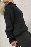 kamames Solid Cable Knit Hoodie Sweater