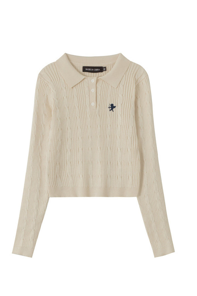kamames Solid Color Button-Front Knitted Sweater
