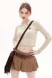 kamames Solid Color Button-Front Knitted Sweater