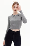 kamames Solid Color Button-Front Knitted Sweater