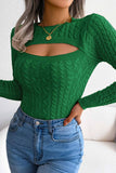 kamames Solid Color Cable Knit Cut-out Sweater