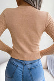 kamames Solid Color Cable Knit Cut-out Sweater