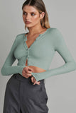kamames Solid Color Ribbed Knitted Cardigan