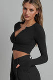kamames Solid Color Ribbed Knitted Cardigan