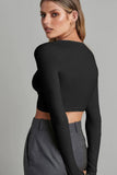kamames Solid Color Ribbed Knitted Cardigan