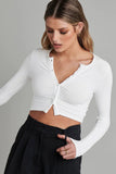 kamames Solid Color Ribbed Knitted Cardigan